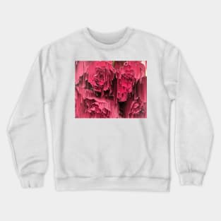 Glitched Deep Pink Roses Crewneck Sweatshirt